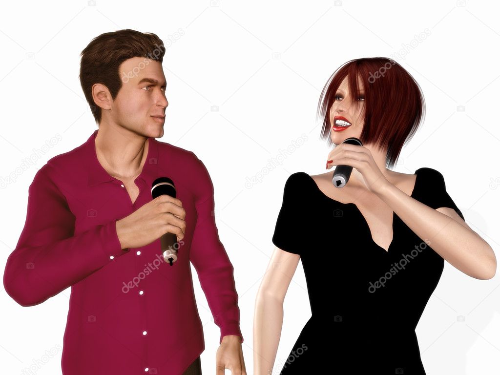 Couple with microphones