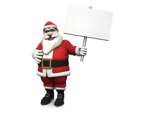 Cartoon Santa segurando sinal em branco . — Fotografia de Stock
