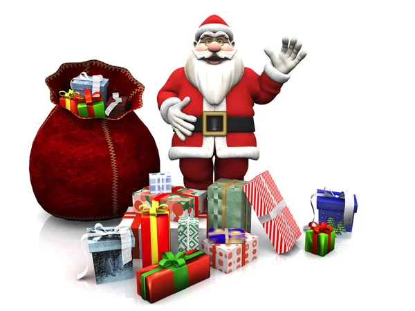 Cartoon Santa con regali di Natale . — Foto Stock