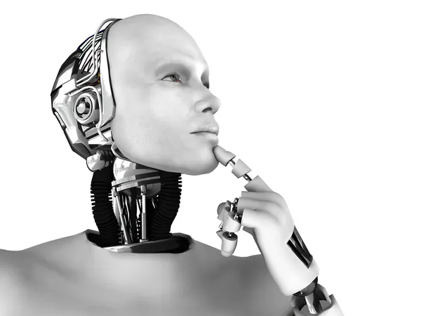 Mannelijke robot denken over iets. — Stockfoto