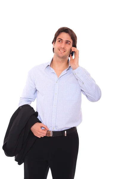 Jeune homme d'affaires sur téléphone portable — Photo