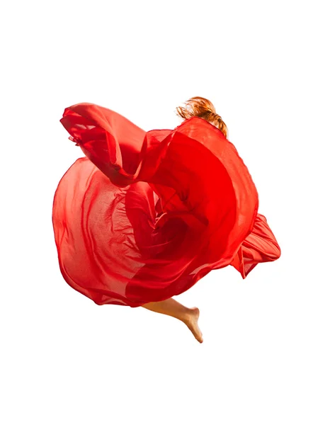 Bailarina de flor roja saltando — Foto de Stock
