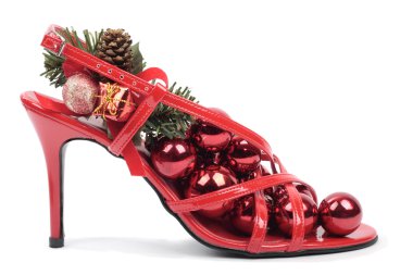 Christmas decorations with heel shoes clipart