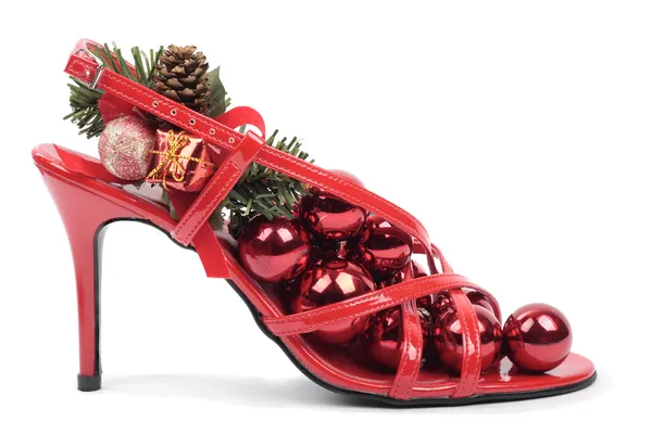 Decoraciones de Navidad con zapatos de tacón — Foto de Stock