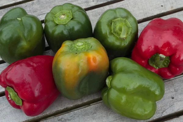 Bunch of peppers on table — Stock Photo, Image