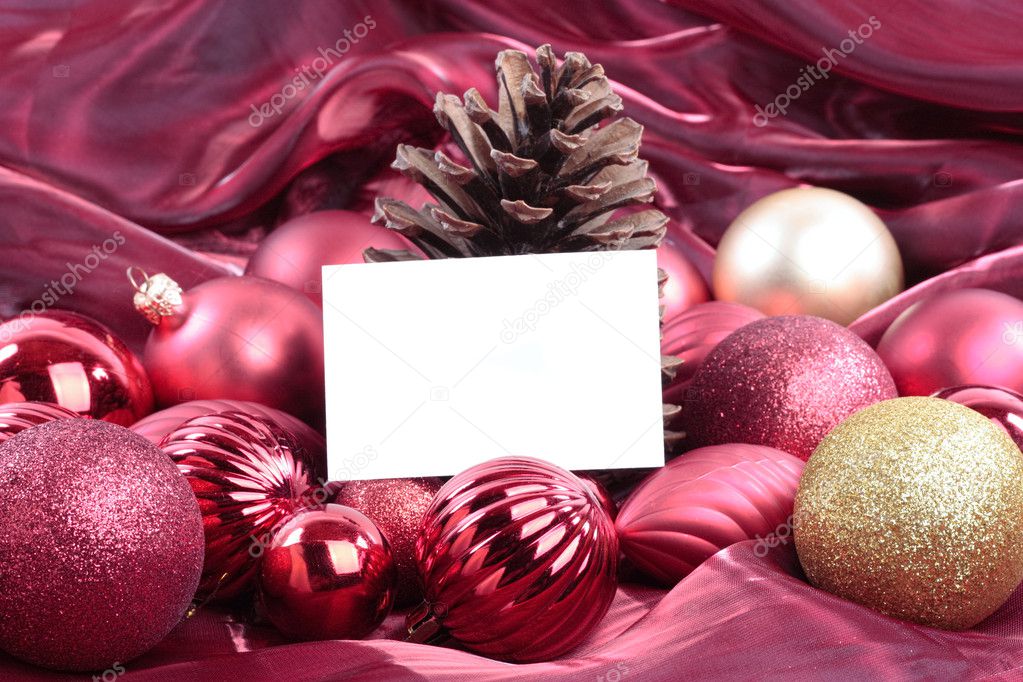 Christmas decorations with blank card