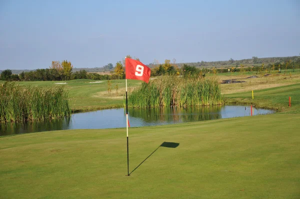 Flagga på golfbana. — Stockfoto