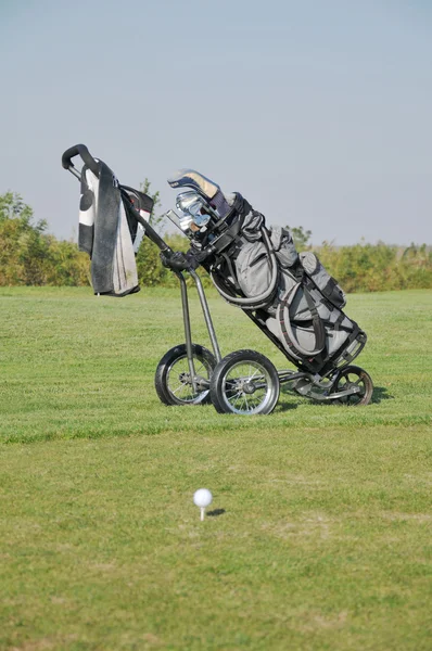 Шары для гольфа на траве — стоковое фото