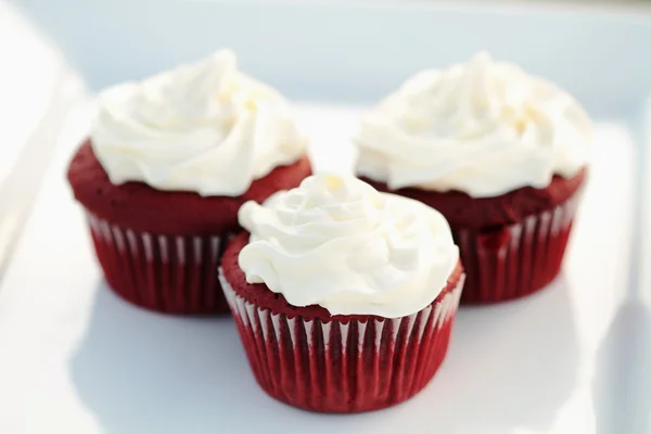 Κόκκινο βελούδο cupcakes — Φωτογραφία Αρχείου
