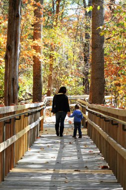 Young Mother and Child Walking clipart