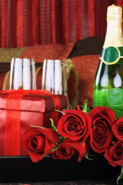 Stock image Red roses and Wine