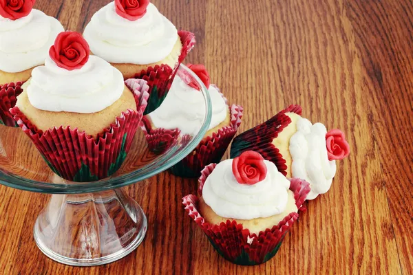 Cupcakes Del Día San Valentín Puesto Pasteles — Foto de Stock