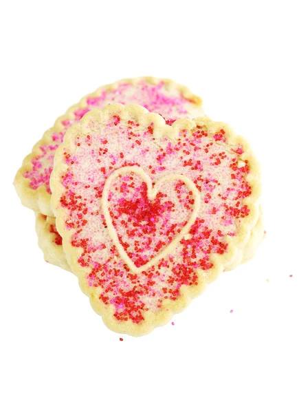 Coração Forma Biscoitos Dia Dos Namorados Isolado Fundo Branco — Fotografia de Stock