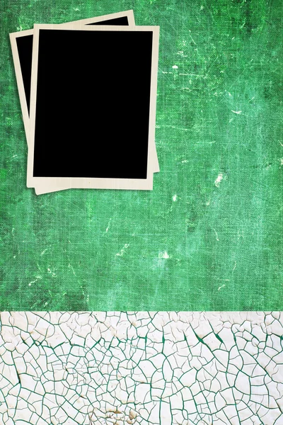 Grungy Fundo Verde Com Fotos Branco — Fotografia de Stock