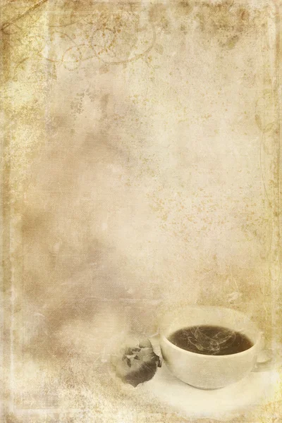 Texturiertes Papier Hintergrund Mit Dampfenden Tasse Kaffee Der Unteren Ecke — Stockfoto