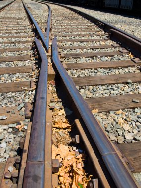 Old Railroad Tracks at a Junction on a Sunny Day clipart