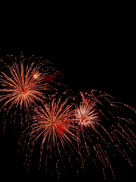 Lunga esposizione di fuochi d'artificio contro un cielo nero — Foto Stock