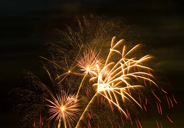 Long Exposure of Multicolored Fireworks Against a Black Sky — Stock Photo, Image