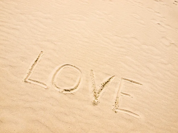 Love Written in the Sand on a Sunny Day — Stock Photo, Image