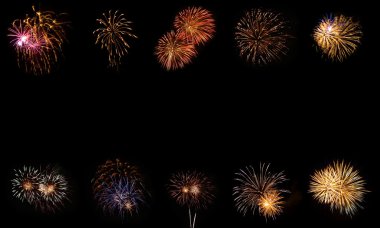 fireworks çerçevesinin siyah gökyüzü karşı uzun pozlama