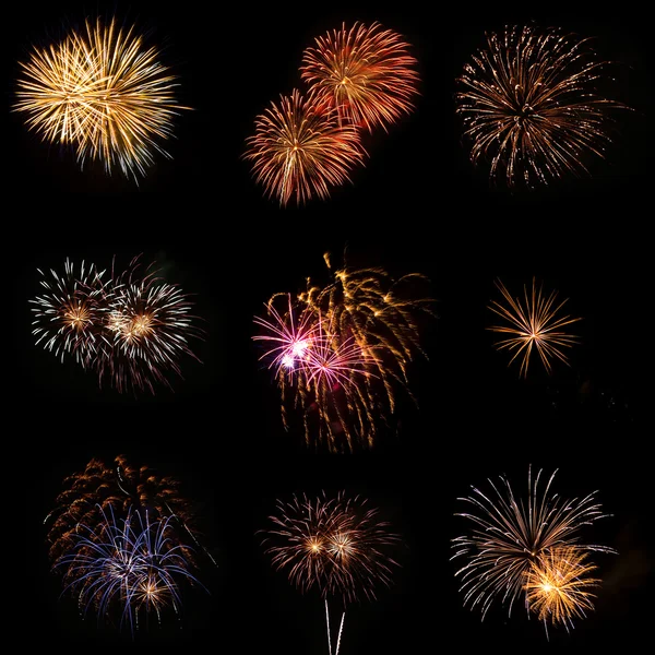 Long Exposure of Fireworks Against a Black Sky — Stock Photo, Image