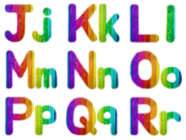 stock image Letters J K L M N O P Q R with a Wooden Rainbow Background