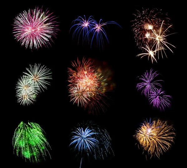 Long Exposure of Fireworks Against a Black Sky — Stock Photo, Image