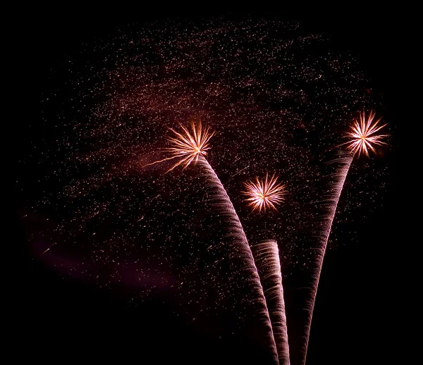Fuochi Artificio Contro Cielo Notturno Isolato Nero — Foto Stock