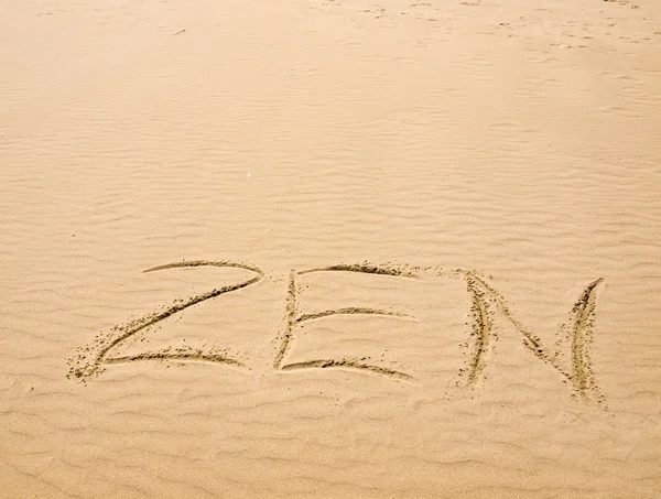 stock image Zen Written in the Sand on a Sunny Day