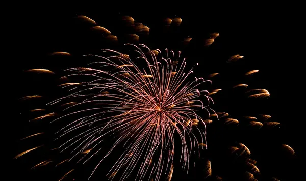 Fireworks Against the Night Sky Isolated on Black — Stock Photo, Image