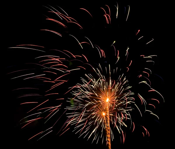 Fireworks Against the Night Sky Isolated on Black — Stock Photo, Image