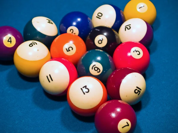 Billiards Balls Green Pool Table — Stock Photo, Image