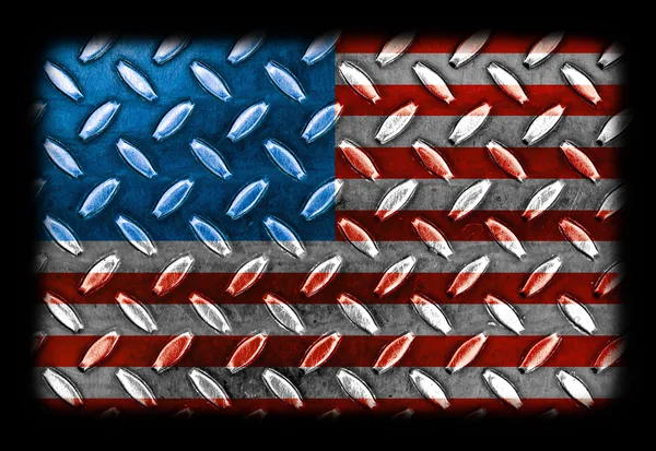 Amerykańską flagę na diament metalowe tekstura — Zdjęcie stockowe