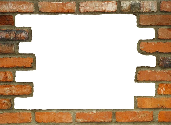 Orange, Red, and Tan Brick Wall with Hole — Stock Photo, Image
