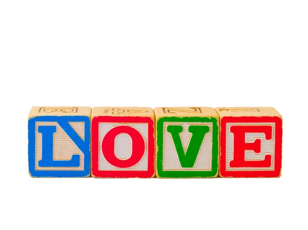 Színes ábécé blokkok szerelem — Stock Fotó