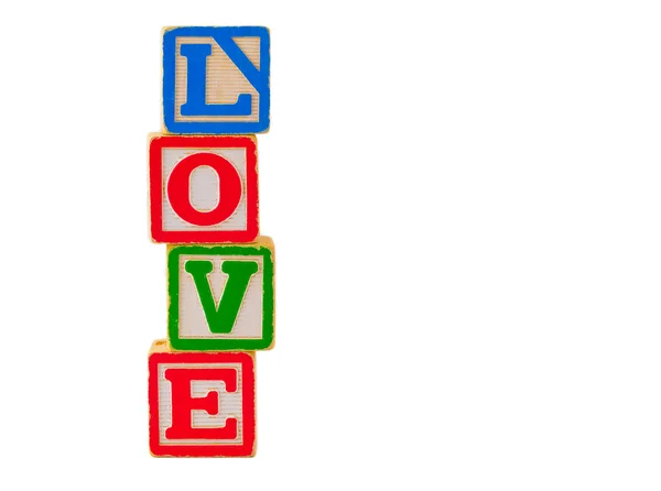 Bunte Buchstaben blockieren die Liebe — Stockfoto