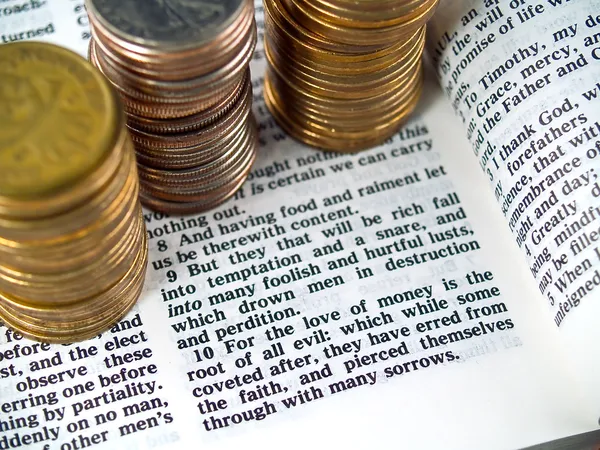 Αγία Γραφή στίχο αγάπη του χρήματος — Φωτογραφία Αρχείου