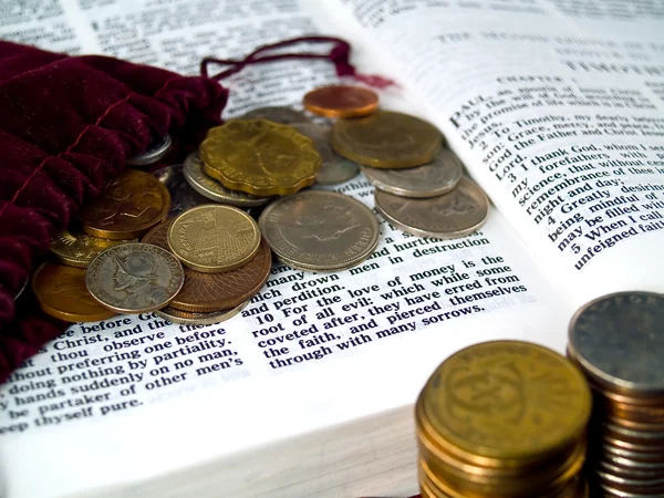 Versículo bíblico Amor ao Dinheiro — Fotografia de Stock