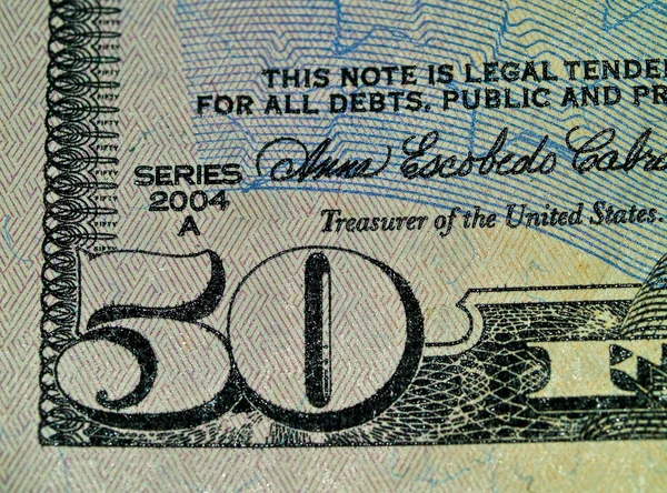 Makrogeld Detail 50 dolalrs — Stockfoto