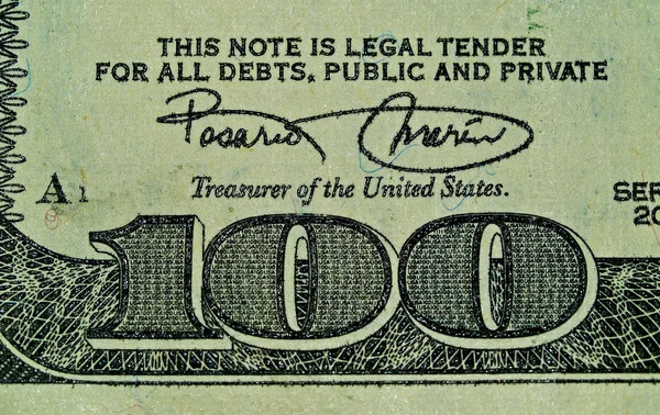 Μακροεντολή χρήματα λεπτομέρεια 100 δολάρια — Φωτογραφία Αρχείου