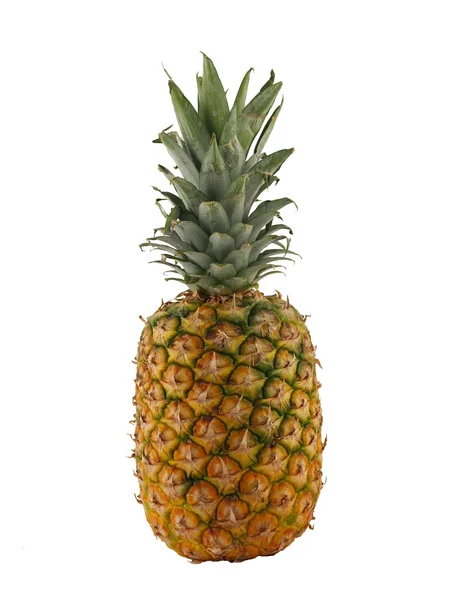 A single pineapple isolated on white, cropped close — Stock Photo, Image