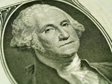 Macro of the US One Dollar Bill: George Washington clipart