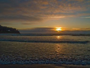 Sunset Beach oregon kıyılarında