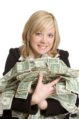 Businesswoman Holding Money clipart