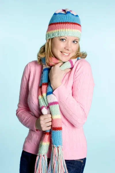 Дівчина Beanie шарф — стокове фото