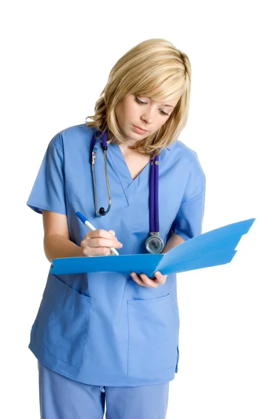 Sjuksköterska med anteckningar — Stockfoto