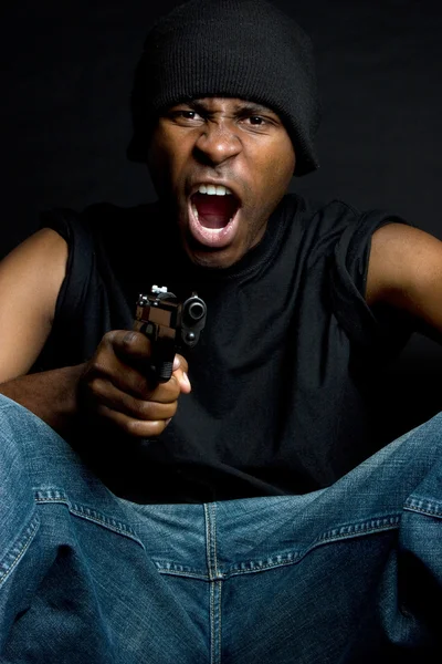 Gangster holding silahı — Stok fotoğraf