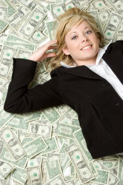 Laying in Money clipart