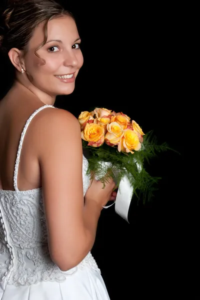 Noiva segurando flores — Fotografia de Stock