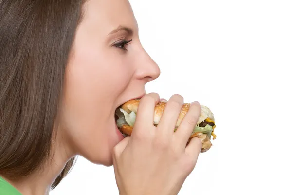 Dívka jíst jídlo — Stock fotografie